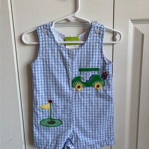 Blue Gingham Golf Applique Romper